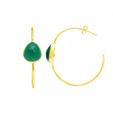 Green Onyx 14x12mm Pear Hoop gemstone earring 
